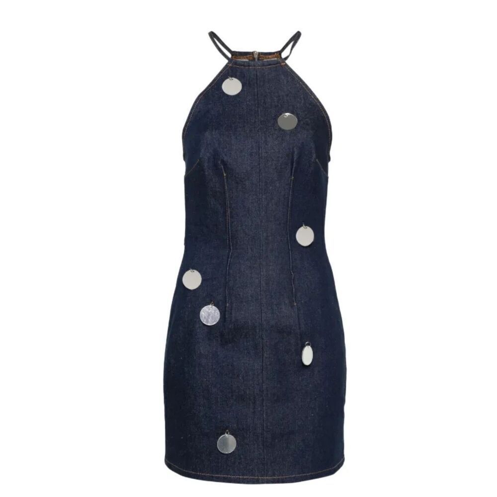 David Koma Stylish Denim Mini Dress with Silver Accents NWT